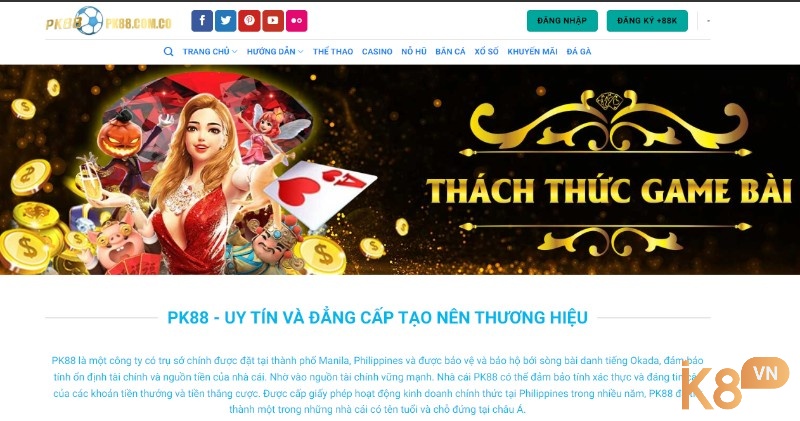 Truy cập vào link chính thống của nhà cái pk88