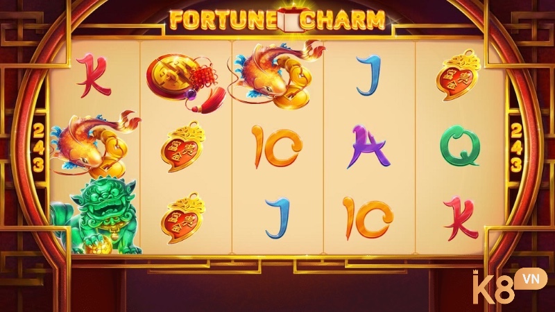 Giao diện chính của Fortune charm Jackpot với các biểu tượng đặc trưng