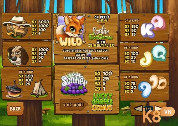 Các biểu tượng trong slot game Foxy Fortunes