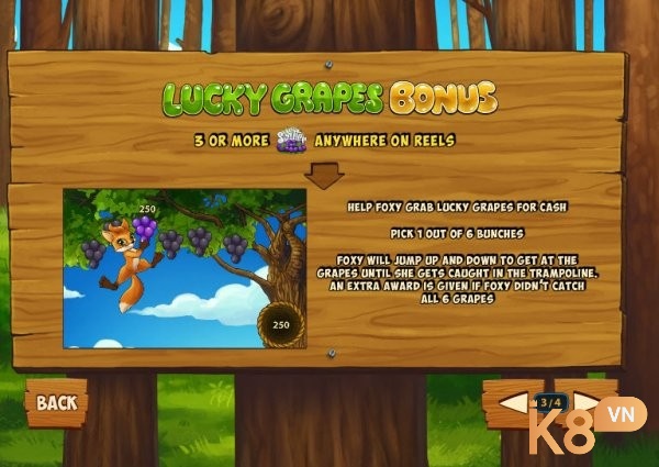 Giúp chú cáo Foxy hái nho để nhận thêm tiền trong Lucky Grapes