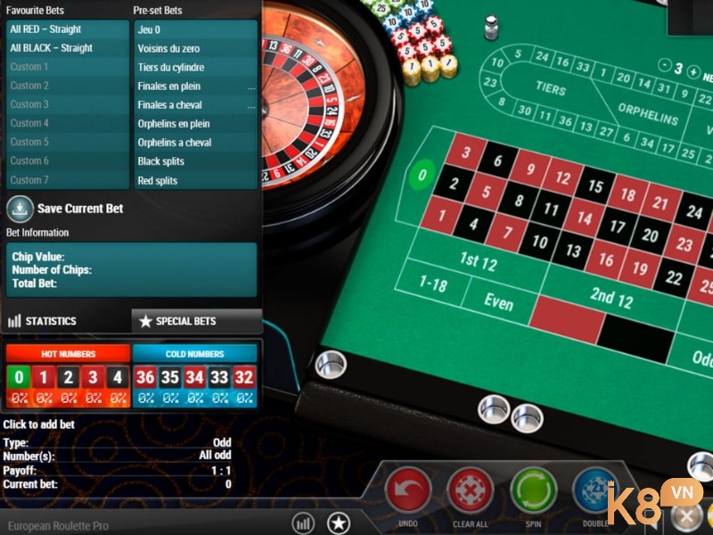 Tham gia đặt cược thắng lớn với European Roulette Play'n go trên K8